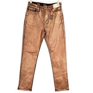 a.n.a. Women’s High-Rise Straight Stretch Metallic Effect Copper Jeans Sz 10 NWT